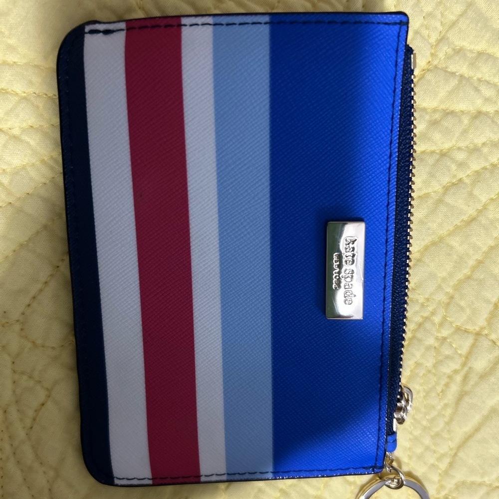 Kate Spade Blue and Pink Striped Crossbody Bag and coin purse - Picture 3 of 7